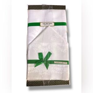 Vintage Irish Linen Damask Tablecloth & 6 Napkin Set | NOS | Original Box 54x70